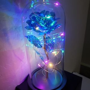 Blue galaxy rose led gold plated dome